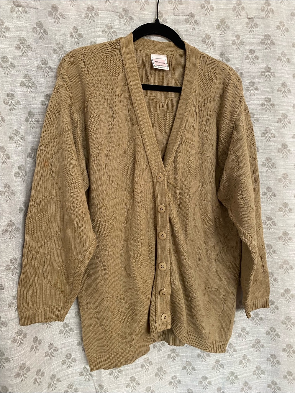 Classic Cable-Knit Button Cardigan Sweater - Tan